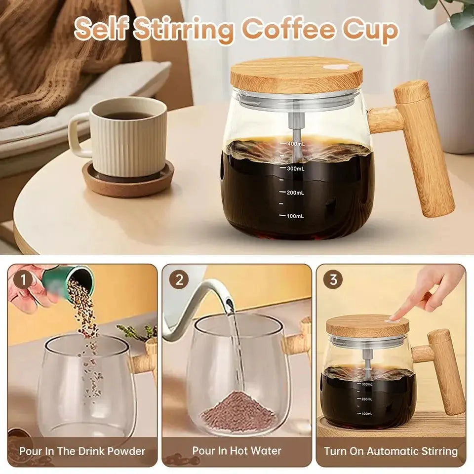 Self-stirring portable coffee cup
