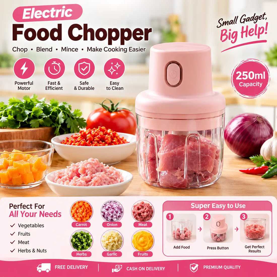 1-Touch Automatic electric  Food Chopper