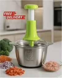 4-Blade Manual Food Chopper – Stainless Steel Vegetable & Meat Cutter