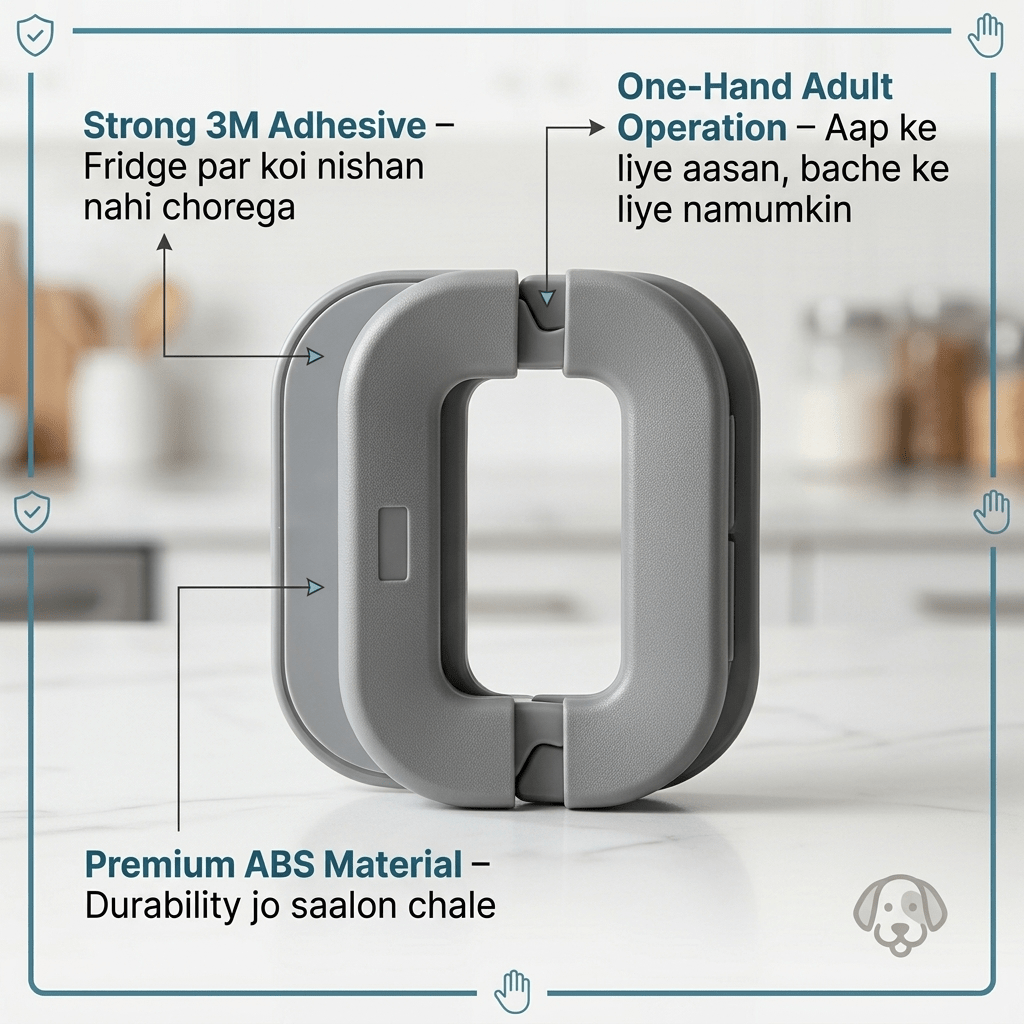 Premium Quality Fridge Lock | Baby Safety Refrigerator Door Lock | Self-Adhesive Double Press Unlock System - My Store
